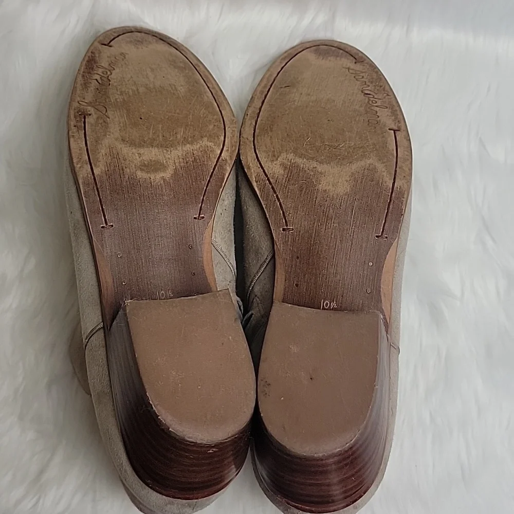 SAM EDELMAN Petty Taupe Suede Western Boho Preppy Zip Up Ankle Bootie Boots 10.5